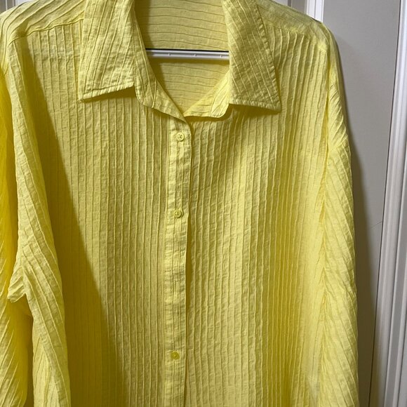 Textured Striped Boyfriend Portofino Shirt. Worn Once!! No flaws!. Size L - Picture 2 of 4